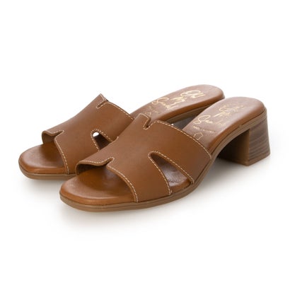 オー マイ サンダルズ Oh my Sandals チャンキーヒールレザーミュールサンダル （赤銅色）