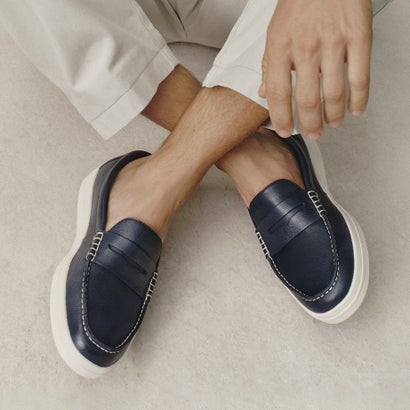 電話を掛ける ハーン COLE HAAN ナンタケット ドリフト ペニー 置き目毛皮 mens （ネイビーブレザー/象牙色）