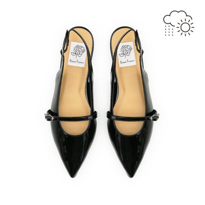 【26SS】【レイン対応】エマ フランシス Emma Francis メリージェーン バックストラップ フラット ミュール （ブラック エナメル）