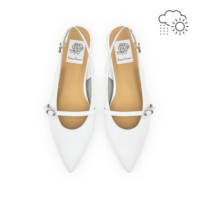 【26SS】【レイン対応】エマ フランシス Emma Francis メリージェーン バックストラップ フラット ミュール （ホワイト エナメル）
