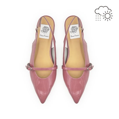 【26SS】【レイン対応】エマ フランシス Emma Francis メリージェーン バックストラップ フラット ミュール （ダークピンク エナメル）