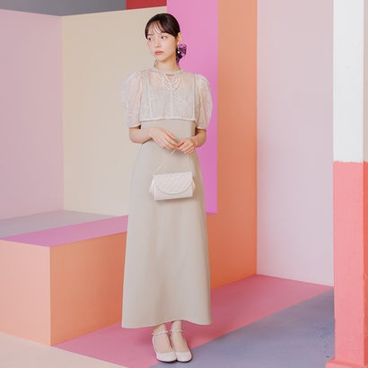 フォルムフォルマ form forma 御花刺しゅう手がかり素っ首ボレロ・Iラインキャミドレスセット/華燭の典/寄りあい/お呼ばれ （ベージュ）
