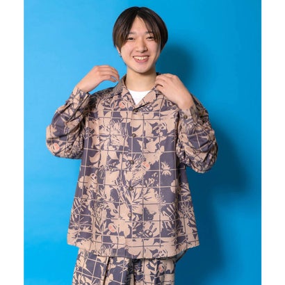 スカラー ScoLar メルヘン恐竜柄orレトロ障子柄 シャツ （チャコールグレー） 7,440円