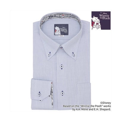 トーキョーシャツ TOKYO SHIRTS 【くまのプーさん】 ボタンダウン 長袖 形態安定 ワイシャツ （ブルー）
