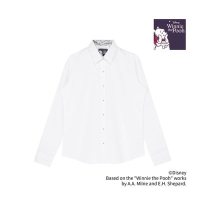 トーキョーシャツ TOKYO SHIRTS 【くまのプーさん】 レギュラー 長袖 形態安定 レディースシャツ 【透け防止】 （ホワイト）