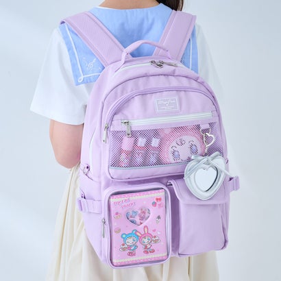 メゾピアノジュニア mezzo piano junior 【撥水】チャームつきクリアポケットリュック 20L （パープル）