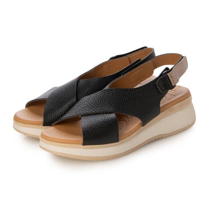オー マイ サンダルズ Oh my Sandals クロスベルトウエッジサンダル （ブラック）