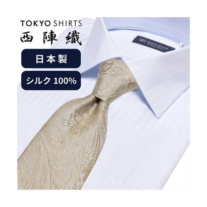 トーキョーシャツ TOKYO SHIRTS ネクタイ 日本製 絹100% 西陣織 ビジネス フォーマル (ベージュ)