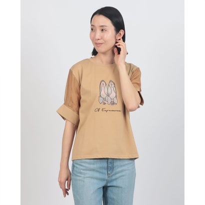 アンナニコラ Anna Nicola バレエシューズシアースリーブ半袖ティーシャツ （駱駝） Tシャツ・カットソー-トップス