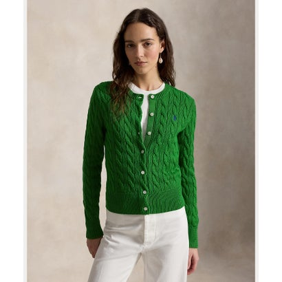 ポロ ラルフ ローレン POLO RALPH LAUREN ケーブルニット コットン クルーネック カーディガン （300グリーン）