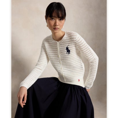 ポロ ラルフ ローレン POLO RALPH LAUREN Big Pony クロシェイド コットン カーディガン （100ホワイト）