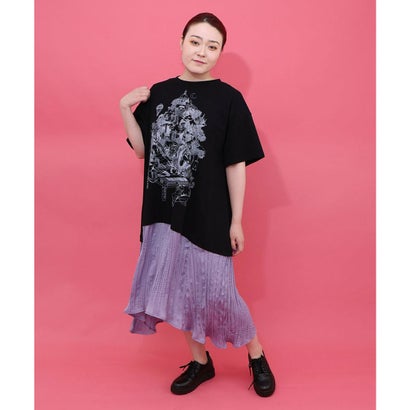 スカラー ScoLar 箔ラメ入りツリーハウス柄プリーツ切替ワンピース （ブラック） 7,623円