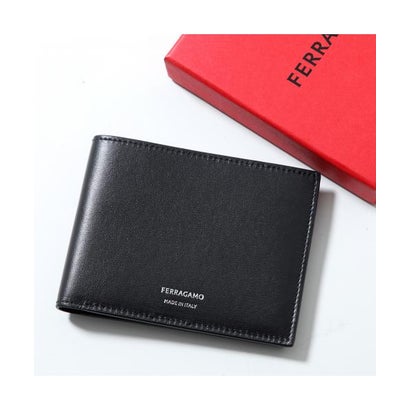 サルバトーレフェラガモ Salvatore Ferragamo FERRAGAMO 二つ折り札入れ 66 1325 御釣り入れなし （001/NERO/黒いこと）