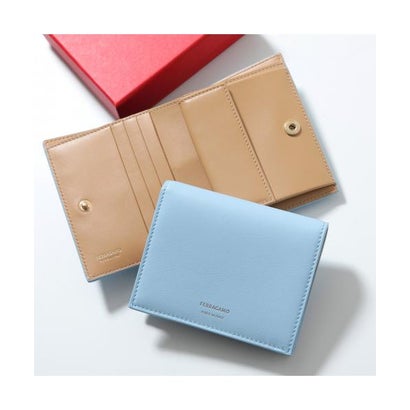 サルバトーレフェラガモ Salvatore Ferragamo FERRAGAMO 二つ折り財布 22 0699 バイカラー （002/SKY-BLUE/ライトブルー） 38,498円
