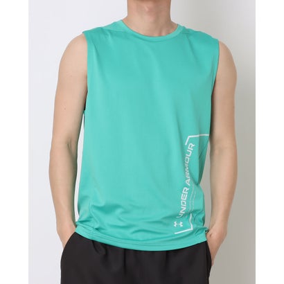 アンダーアーマー UNDER ARMOUR メンズ ノースリーブ機能シャツ UAクールプロ グラフィック スリーブレス シャツ 6014486 （Green Mode）