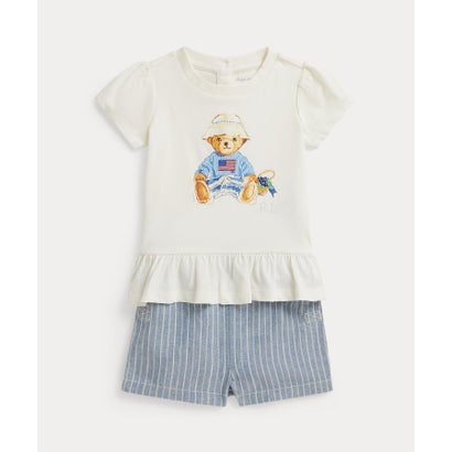 ポロ ラルフ 置き目レン POLO RALPH LAUREN (もの言う花)Polo ベア ティーシャツ \u0026 リネン綿織物 遊撃手ズボン下 （100白いこと）