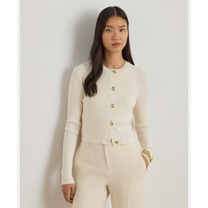 ローレン ラルフ ローレン LAUREN RALPH LAUREN リブニット クルーネック カーディガン （101ナチュラル）