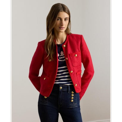 置き目レン ラルフ 置き目レン LAUREN RALPH LAUREN リネン 杉綾模様 クロップド 上衣 （600赤いこと）