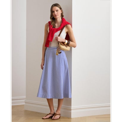 ローレン ラルフ ローレン LAUREN RALPH LAUREN ストライプド パネルド コットン ブロードクロス スカート （400ブルー）