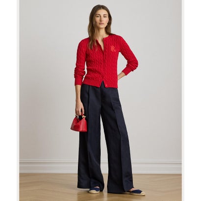 ローレン ラルフ ローレン LAUREN RALPH LAUREN リネンブレンド ツイル ワイドレッグ パンツ （410ネイビー）