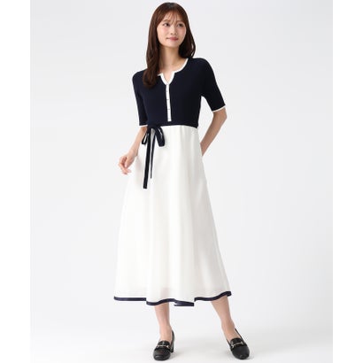 ミッシュマッシュ MISCH MASCH 2026春夏新作 アソートドッキング配色ニットワンピース MM627409 （NAVY）