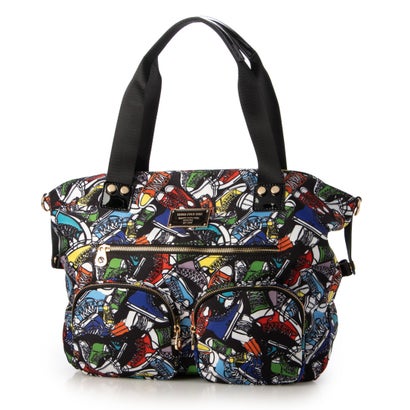 スリーフォータイム Three Four Time トリムパテントレザープリントBAG （ブラック） 7,440円
