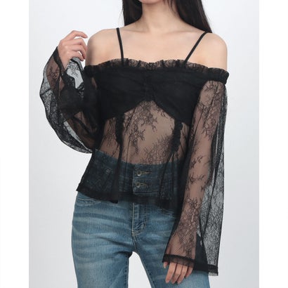 デニーローズ DENNY ROSE レースオフショルトップス （BLACK）