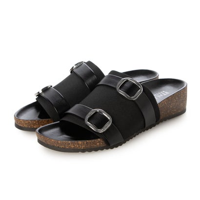 イタリアンシューメーカーズ ITALIAN SHOEMAKERS ダブルベルトフットベッドサンダル （黒いこと二人組） 靴-サンダル