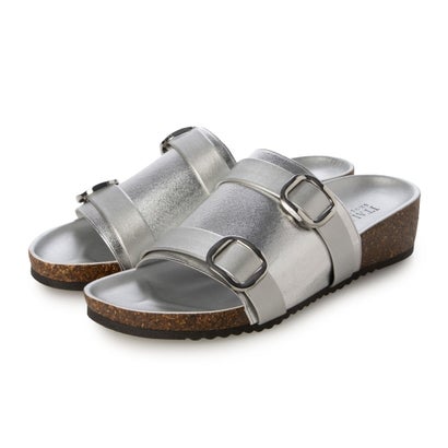 イタリアンシューメーカーズ ITALIAN SHOEMAKERS ダブルベルトフットベッドサンダル （しろがね色二人組）