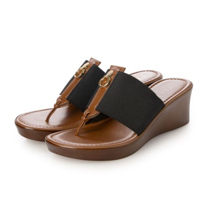 イタリアンシューメーカーズ ITALIAN SHOEMAKERS メタルモチーフウェッジヒールサンダル （黒いこと）