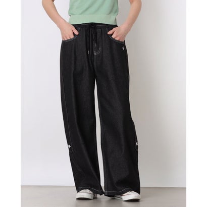 コンバース CONVERSE レディース ライフスタイルロングパンツ AP CS DENIM COMBI PANTS L デニムコンビパンツ 42400371 （BLACK）