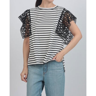 エグランティーヌ EGLANTINE 袖レースカットソー （白いこと×黒いこと） トップス-Tシャツ・カットソー