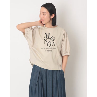 エグランティーヌ EGLANTINE ロゴプリントドルマンカットソー （真砂ベージュ） Tシャツ・カットソー-トップス-レディースファッション