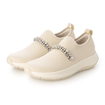相応うフロップ fitflop F-MODE 流出 パール＆結晶 編み物 スリッポン スニーカー （Paris Beige）