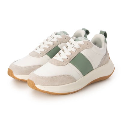相応うフロップ fitflop F-MODE 流れ なめし革/スエードクロス 平ったい質問用紙 スニーカー （Urban White/Frosted Sage）