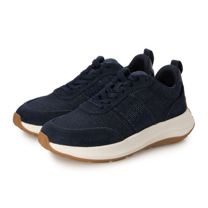 相応うフロップ fitflop F-MODE 流れ水晶 ジーンズ/スエードクロス スニーカー （Dark Denim）