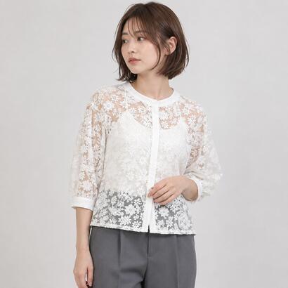 アールエムイー RME. 刺繍シアーブラウス (WHITE)