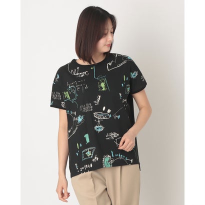 ブローディア BRODIAEA 手書き風プリント半袖Tシャツ 東雲ちりめん生地【日本製】 (ブラック)|LOCOMALL(ロコンド公式ストア)