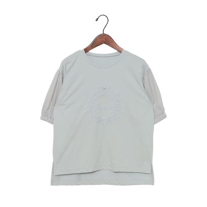 アンナニコラ Anna Nicola 立体刺繍デザイン半袖カットソー （サックスブルー） 9,768円