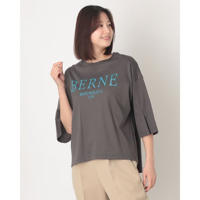 ブローディア BRODIAEA BERNEロゴプリント スリット5分袖スムースTシャツ【日本製】 (チャコールグレー)|LOCOMALL(ロコンド公式ストア)