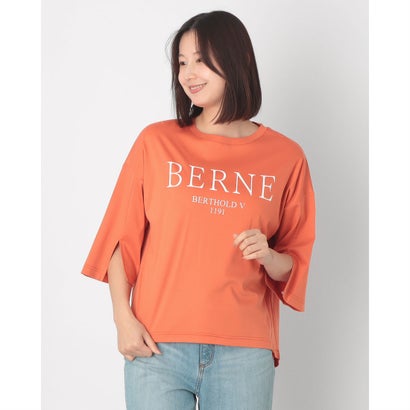 ブローディア BRODIAEA BERNEロゴプリント スリット5分袖スムースTシャツ【日本製】 （オレンジ）