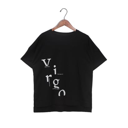 エグランティーヌ EGLANTINE アシンメトリーロゴプリント半袖Tシャツ【日本製】ローズペトール （ブラック）