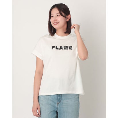 エグランティーヌ EGLANTINE レースロゴ刺繍半袖Tシャツ【日本製】ローズペトール （オフホワイト）