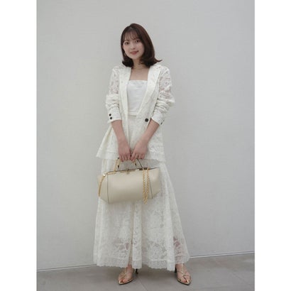 アニュアンス anuans オーナメントレースセミフレアスカート （WHITE）