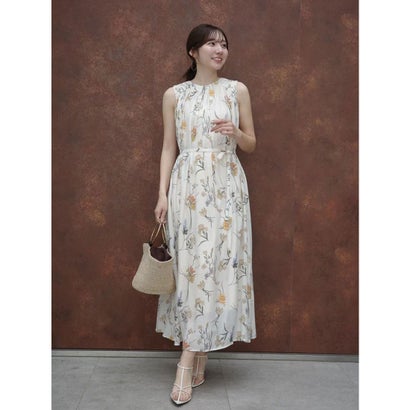 アニュアンス anuans フローラルモチーフプリントワンピース （LIGHT BEIGE）