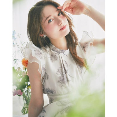トッコクローゼット tocco closet ニュアンスフラワーシアーフリルワンピース