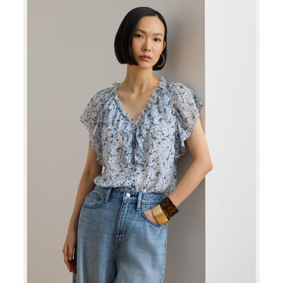 ローレン ラルフ ローレン LAUREN RALPH LAUREN フローラル フリルトリム ジョーゼット ブラウス （100ホワイト）｜LOCOMALL（ロコンド公式ストア）