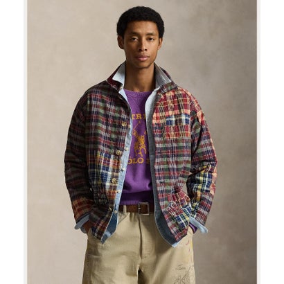 ポロ ラルフ 置き目レン POLO RALPH LAUREN パッチワーク マドラス 厚地の外套プルオーバー （999マルチ色合い）