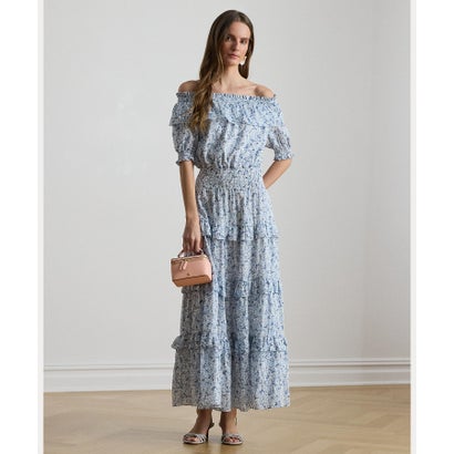 ローレン ラルフ ローレン LAUREN RALPH LAUREN フローラル ボイル オフザショルダー ドレス （100ホワイト）