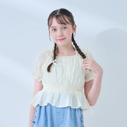 メゾピアノジュニア mezzo piano junior シャーリングブラウス＆キャミソールセット （クリーム）